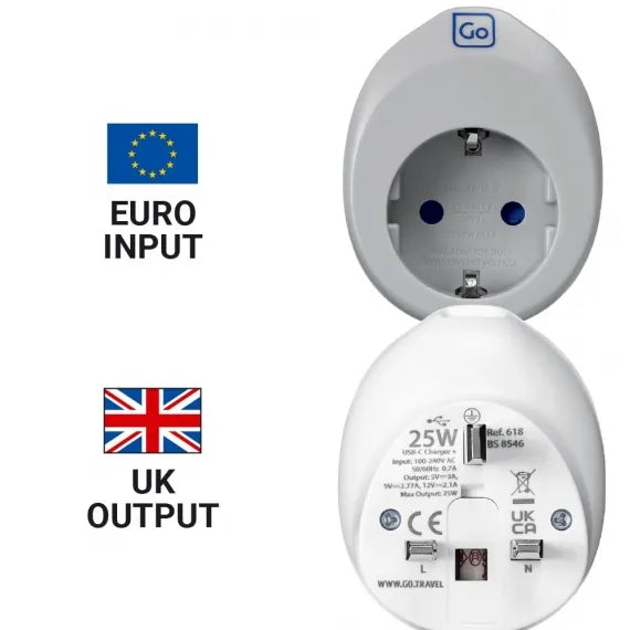 Go Travel EU/UK USB-C Reseadapter