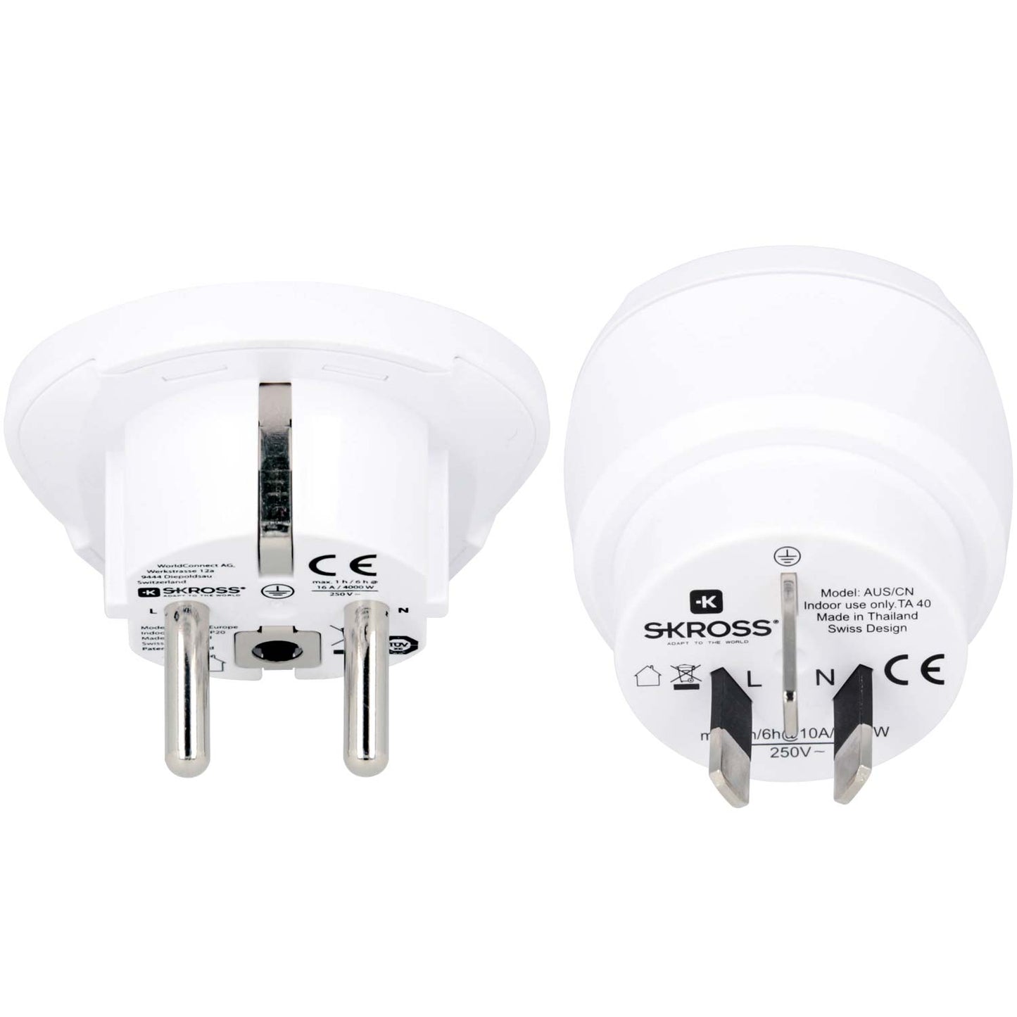 SKROSS - Reseadapter Combo Världen till Australien/Kina + Europa Jordad
