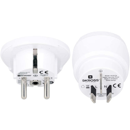 SKROSS - Reseadapter Combo Världen till Australien/Kina + Europa Jordad