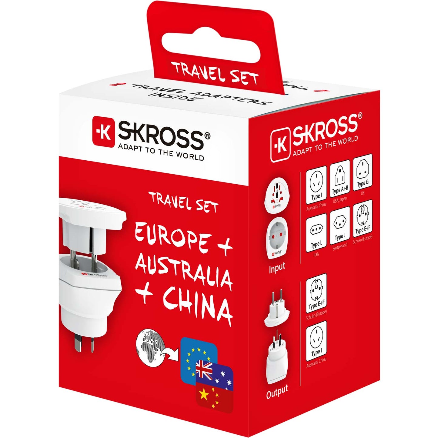 SKROSS - Reseadapter Combo Världen till Australien/Kina + Europa Jordad