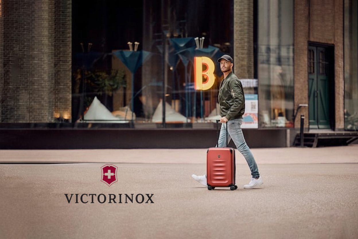 Victorinox travel image with logo centered left